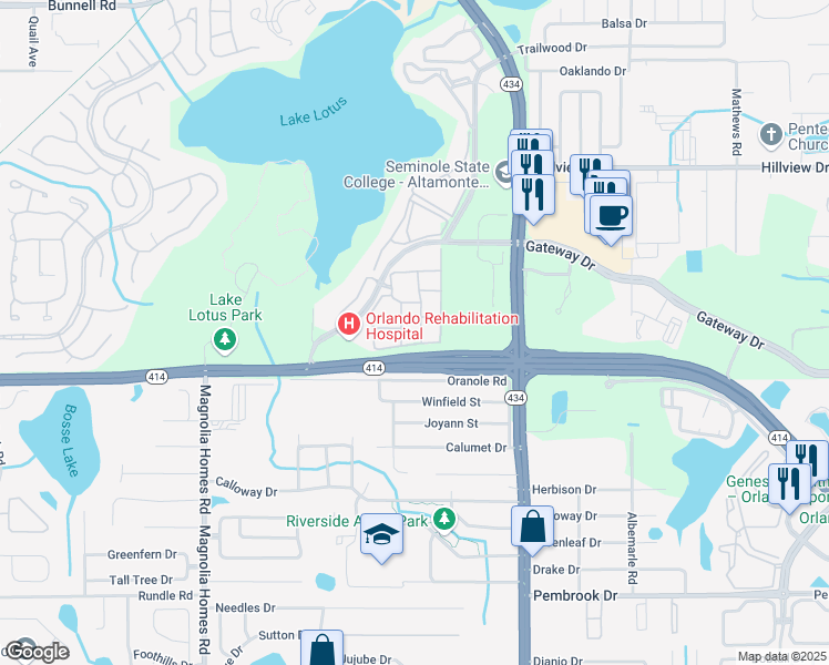 map of restaurants, bars, coffee shops, grocery stores, and more near 850 Grand Regency Pointe in Altamonte Springs