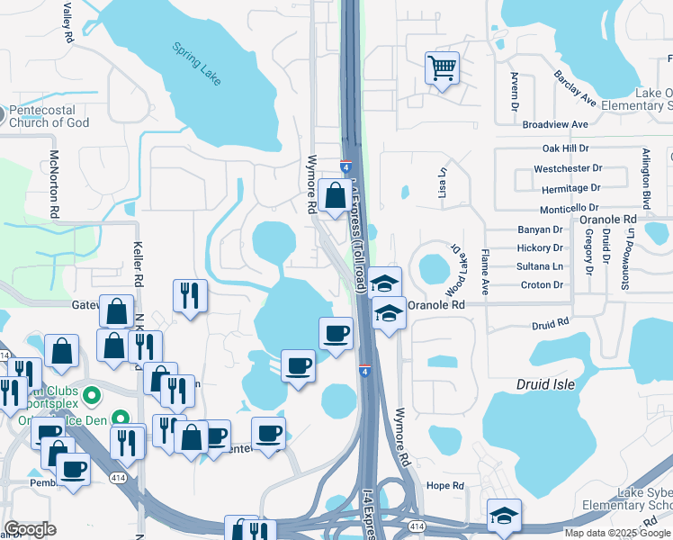 map of restaurants, bars, coffee shops, grocery stores, and more near 946 Lake Destiny Road in Altamonte Springs