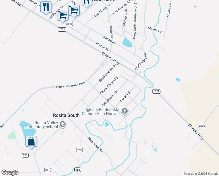 map of restaurants, bars, coffee shops, grocery stores, and more near 358 Chuck Wagon Road in Eagle Pass