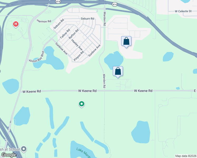 map of restaurants, bars, coffee shops, grocery stores, and more near 2378 Marden Road in Apopka