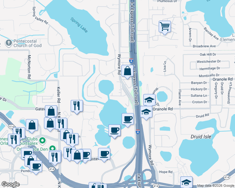 map of restaurants, bars, coffee shops, grocery stores, and more near 902 Lake Destiny Road in Altamonte Springs