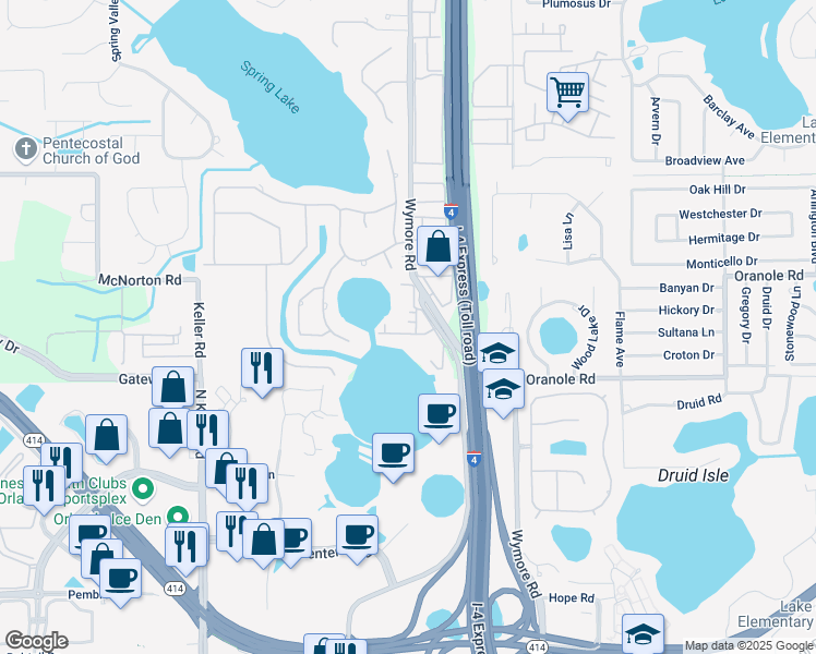 map of restaurants, bars, coffee shops, grocery stores, and more near 926 Lake Destiny Road in Altamonte Springs
