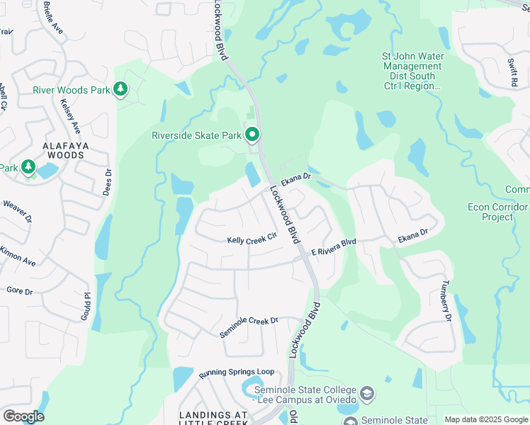map of restaurants, bars, coffee shops, grocery stores, and more near 1003 South Magee Creek Court in Oviedo