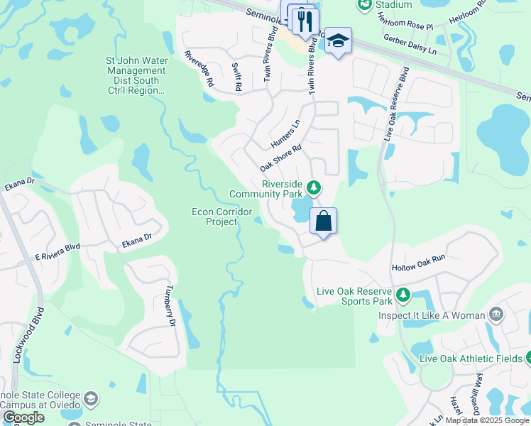 map of restaurants, bars, coffee shops, grocery stores, and more near 1954 Magies Court in Oviedo
