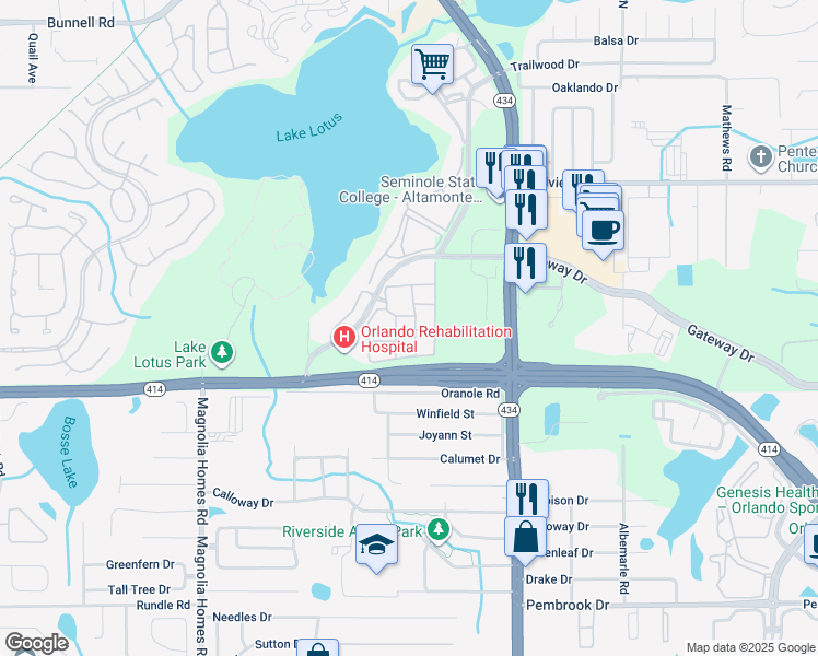 map of restaurants, bars, coffee shops, grocery stores, and more near 864 Grand Regency Pointe in Altamonte Springs