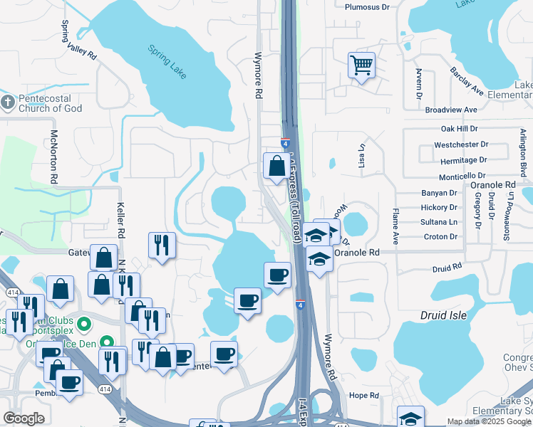 map of restaurants, bars, coffee shops, grocery stores, and more near 902 Lake Destiny Road in Altamonte Springs