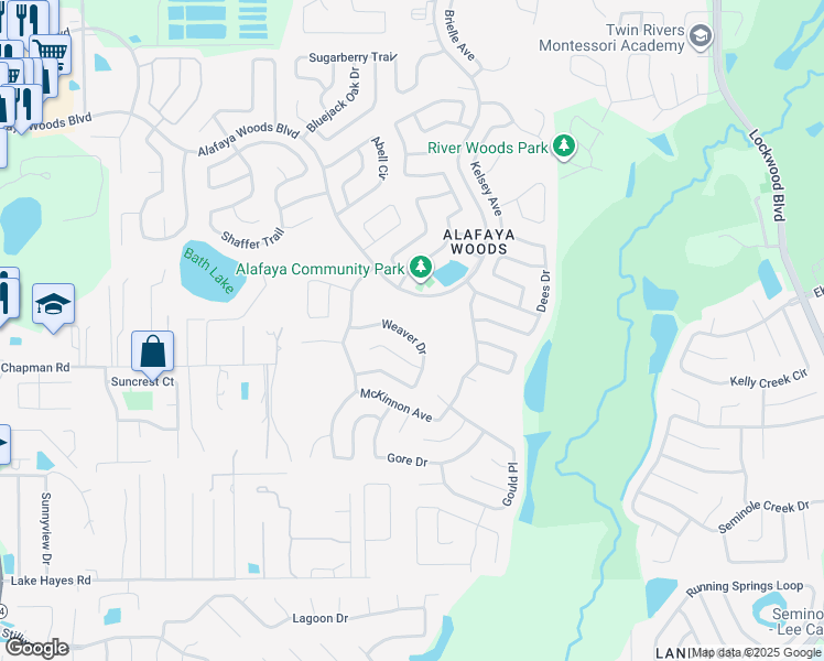 map of restaurants, bars, coffee shops, grocery stores, and more near 1006 McKinnon Avenue in Oviedo