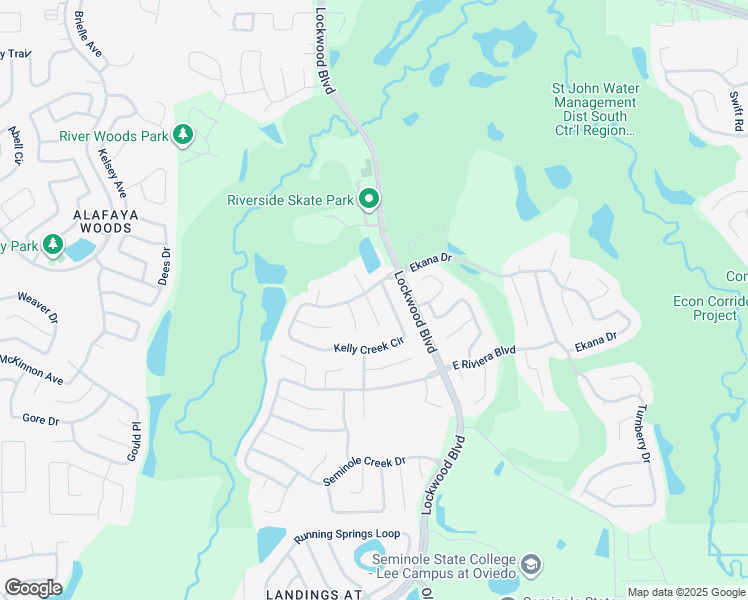 map of restaurants, bars, coffee shops, grocery stores, and more near 1003 South Magee Creek Court in Oviedo