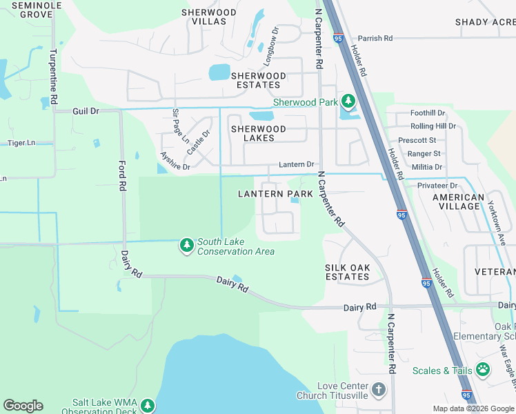 map of restaurants, bars, coffee shops, grocery stores, and more near 1670 Carriage Drive in Titusville
