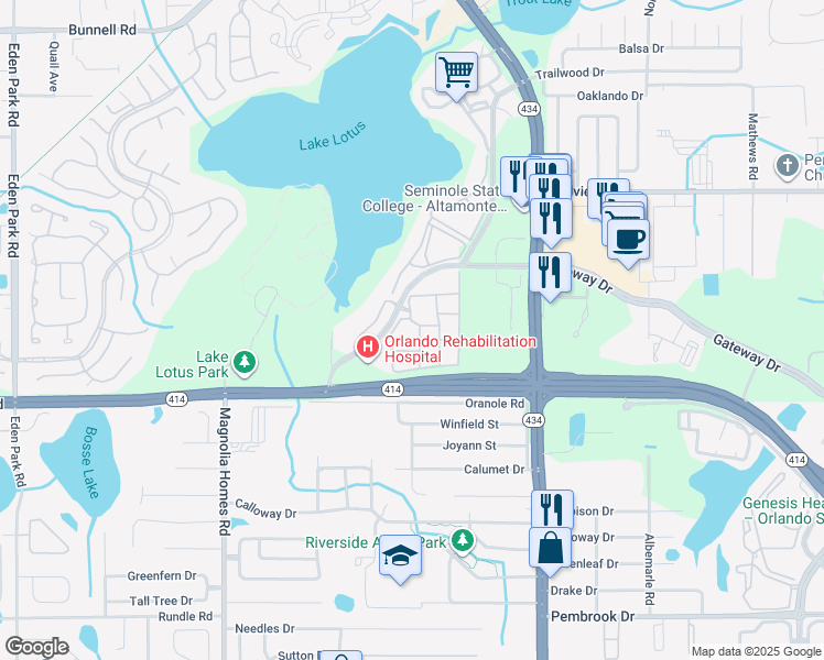 map of restaurants, bars, coffee shops, grocery stores, and more near 864 Grand Regency Pointe in Altamonte Springs