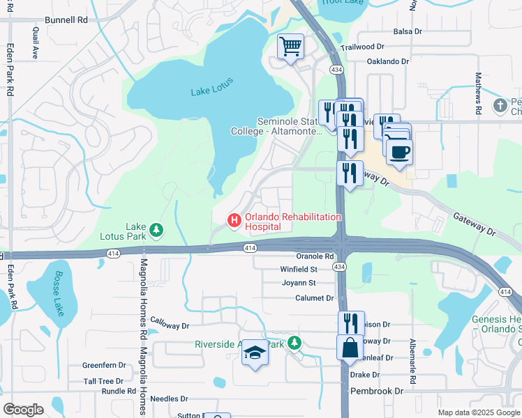 map of restaurants, bars, coffee shops, grocery stores, and more near 864 Grand Regency Pointe in Altamonte Springs