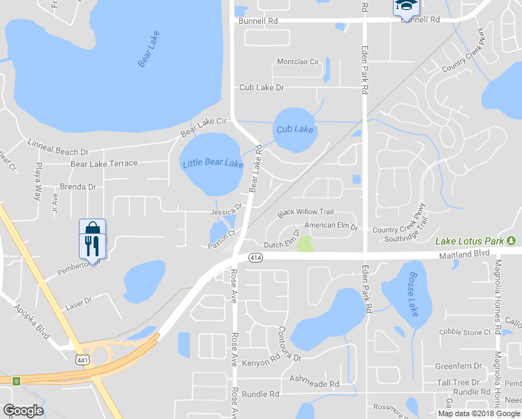 map of restaurants, bars, coffee shops, grocery stores, and more near 5365 Pepper Brush Cove in Apopka