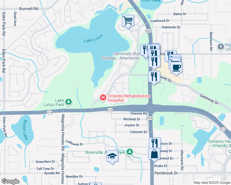 map of restaurants, bars, coffee shops, grocery stores, and more near 864 Grand Regency Pointe in Altamonte Springs