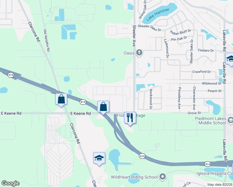 map of restaurants, bars, coffee shops, grocery stores, and more near 2275 Abilia Alley in Apopka