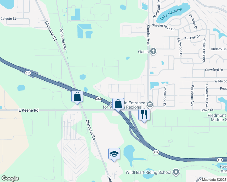 map of restaurants, bars, coffee shops, grocery stores, and more near 2297 Aloe Alley in Apopka