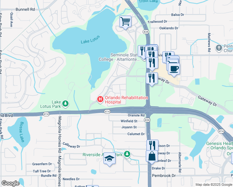 map of restaurants, bars, coffee shops, grocery stores, and more near 864 Grand Regency Pointe in Altamonte Springs