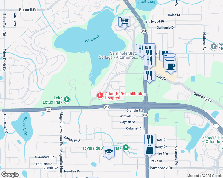 map of restaurants, bars, coffee shops, grocery stores, and more near 864 Grand Regency Pointe in Altamonte Springs