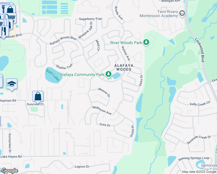 map of restaurants, bars, coffee shops, grocery stores, and more near 1006 McKinnon Avenue in Oviedo