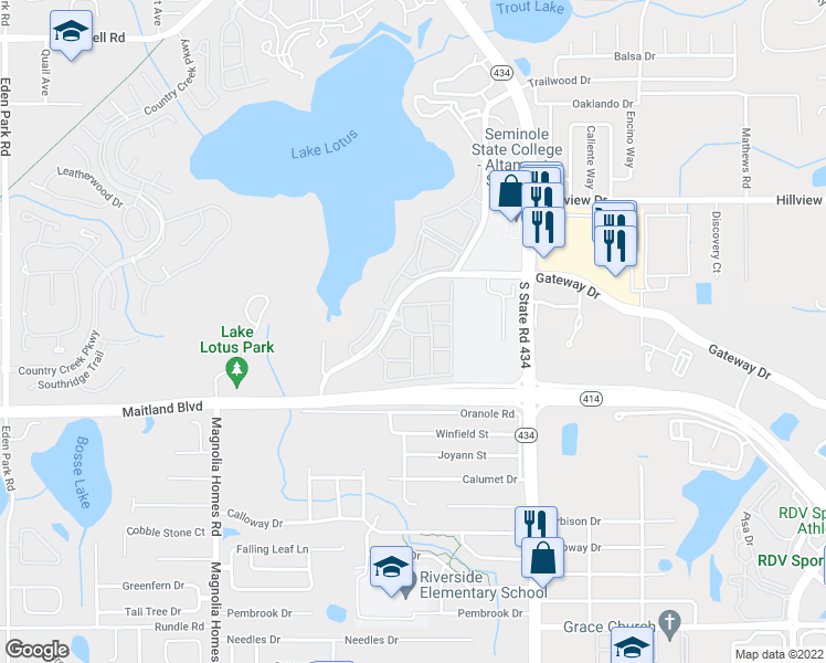map of restaurants, bars, coffee shops, grocery stores, and more near 836 Grand Regency Pointe in Altamonte Springs