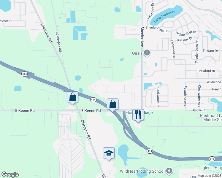 map of restaurants, bars, coffee shops, grocery stores, and more near 2297 Aloe Alley in Apopka