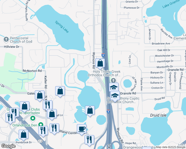 map of restaurants, bars, coffee shops, grocery stores, and more near 902 Lake Destiny Road in Altamonte Springs