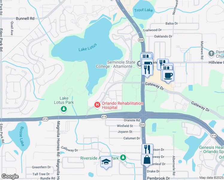 map of restaurants, bars, coffee shops, grocery stores, and more near 825 Grand Regency Pointe in Altamonte Springs