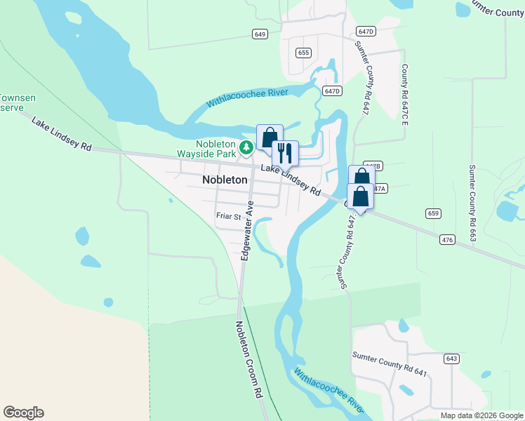 map of restaurants, bars, coffee shops, grocery stores, and more near 29116 Thackeray Street in Brooksville