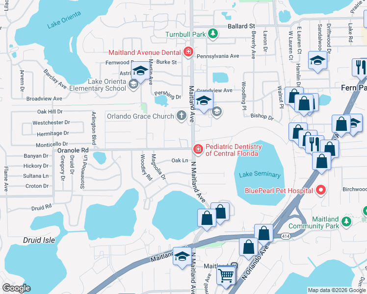 map of restaurants, bars, coffee shops, grocery stores, and more near 899 Claydon Way in Altamonte Springs