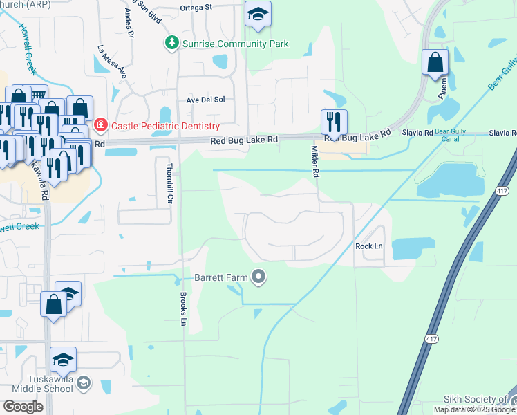 map of restaurants, bars, coffee shops, grocery stores, and more near 7390 Winding Lake Cir in Oviedo