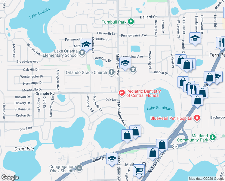 map of restaurants, bars, coffee shops, grocery stores, and more near 899 Claydon Way in Altamonte Springs