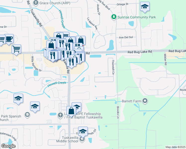 map of restaurants, bars, coffee shops, grocery stores, and more near 3151 Balmoral Court in Oviedo