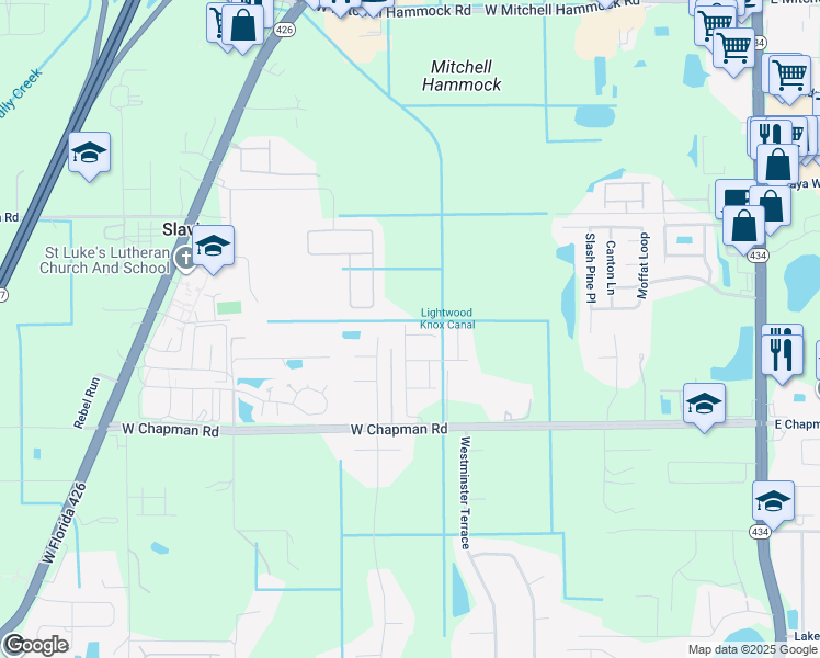map of restaurants, bars, coffee shops, grocery stores, and more near 906 Foal Point in Oviedo