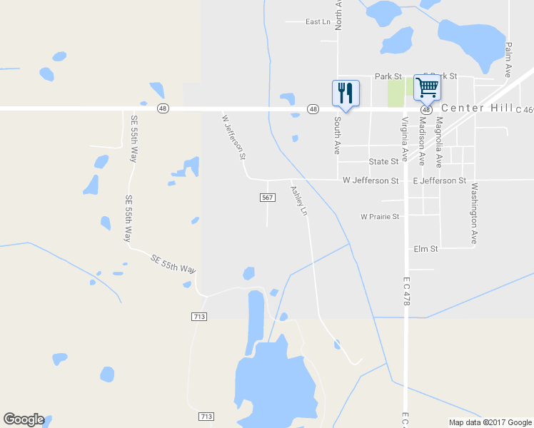 map of restaurants, bars, coffee shops, grocery stores, and more near Old Webster Road in Center Hill