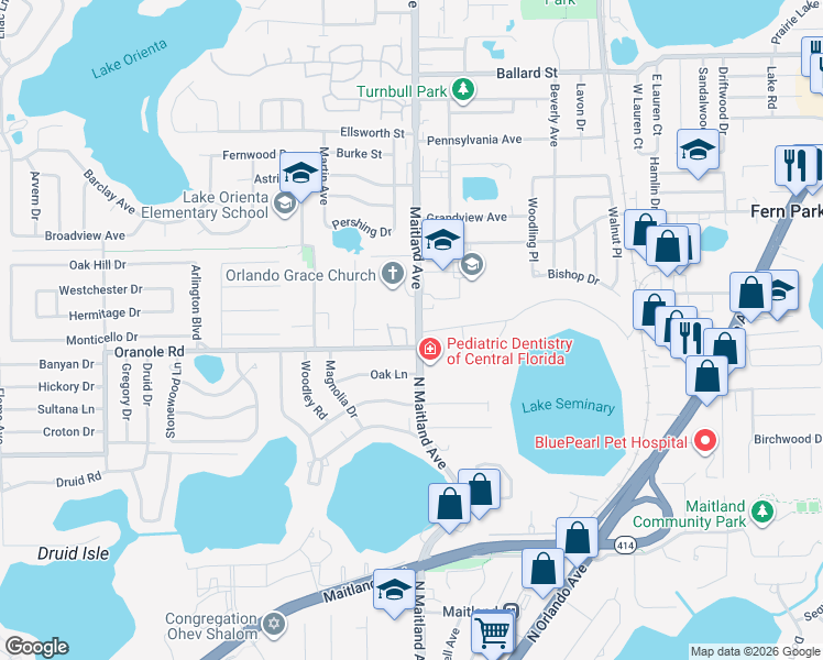 map of restaurants, bars, coffee shops, grocery stores, and more near 885 Claydon Way in Altamonte Springs