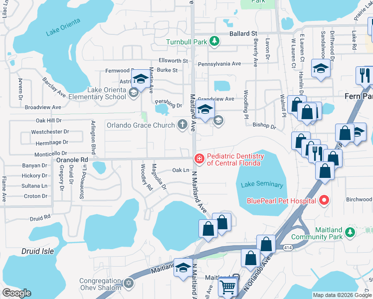 map of restaurants, bars, coffee shops, grocery stores, and more near 899 Claydon Way in Altamonte Springs
