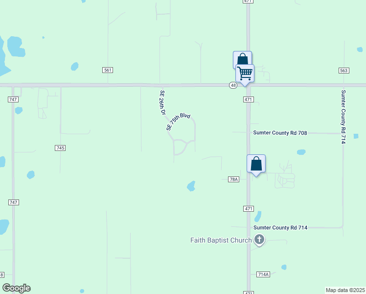 map of restaurants, bars, coffee shops, grocery stores, and more near 2686 Southeast 77th Avenue in Bushnell