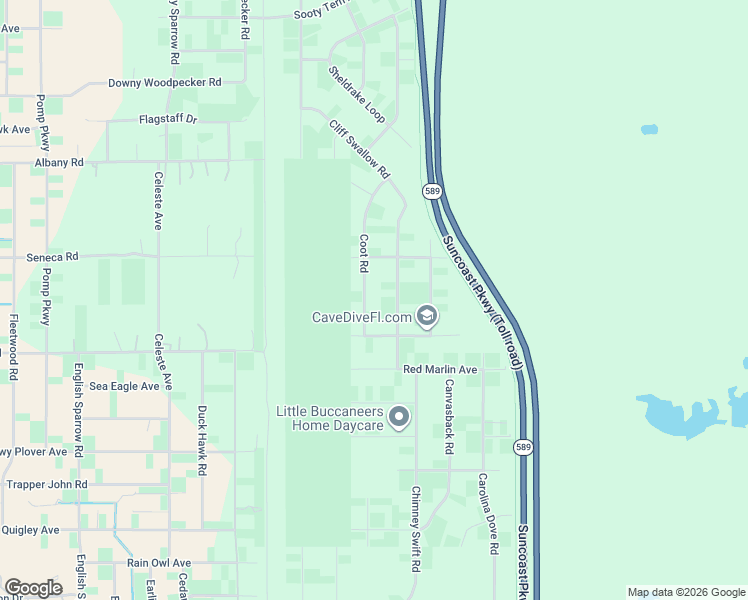 map of restaurants, bars, coffee shops, grocery stores, and more near 15252 Coot Road in Brooksville
