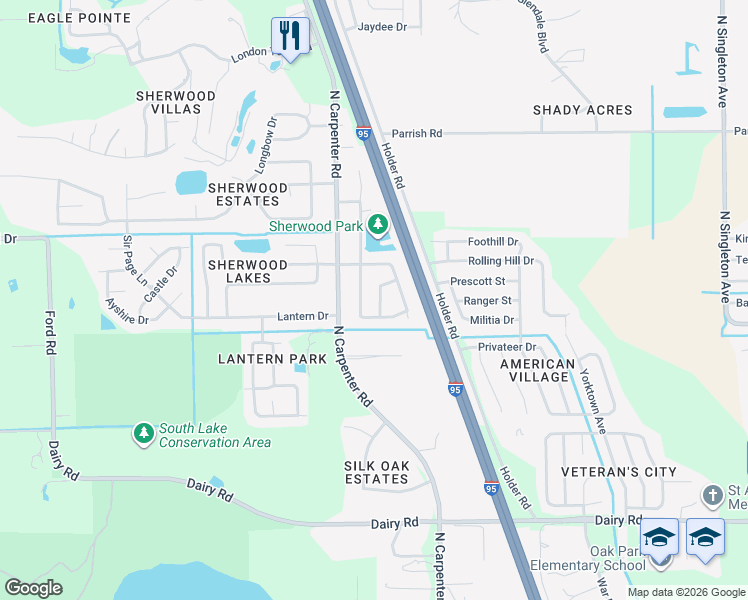 map of restaurants, bars, coffee shops, grocery stores, and more near 1766 Ponderosa Lane in Titusville