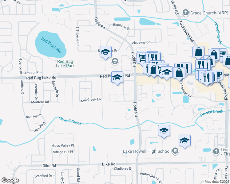 map of restaurants, bars, coffee shops, grocery stores, and more near 3943 Haynes Circle in Casselberry
