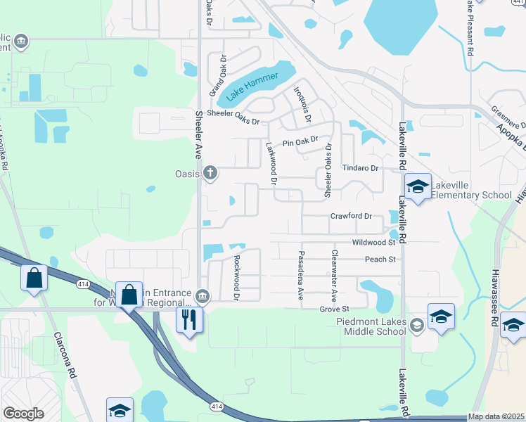 map of restaurants, bars, coffee shops, grocery stores, and more near 1146 Sheeler Hills Dr in Apopka