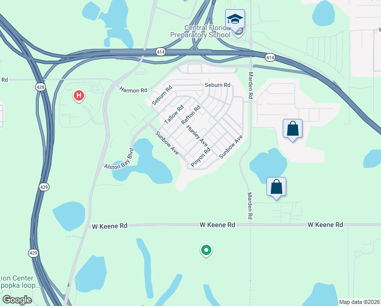 map of restaurants, bars, coffee shops, grocery stores, and more near 901 Seburn Road in Apopka