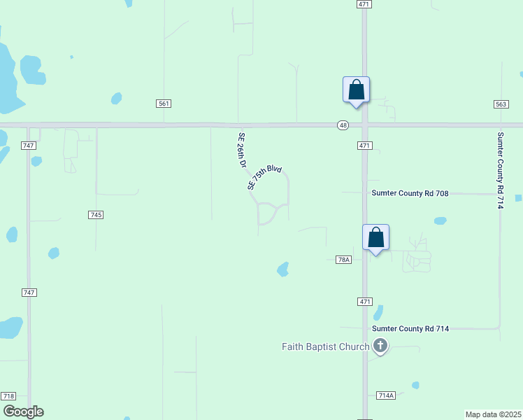 map of restaurants, bars, coffee shops, grocery stores, and more near 2686 Southeast 77th Avenue in Bushnell