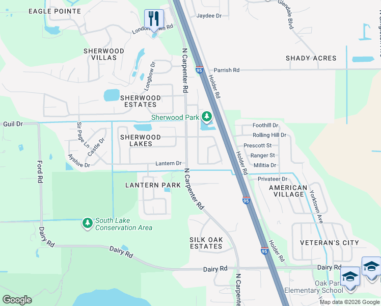 map of restaurants, bars, coffee shops, grocery stores, and more near 1759 North Carpenter Road in Titusville