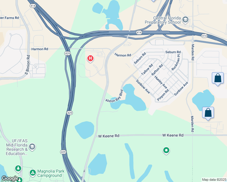 map of restaurants, bars, coffee shops, grocery stores, and more near 2001 Alston Bay Boulevard in Apopka