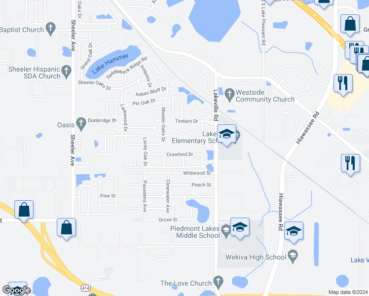 map of restaurants, bars, coffee shops, grocery stores, and more near 2066 Inge Court in Apopka