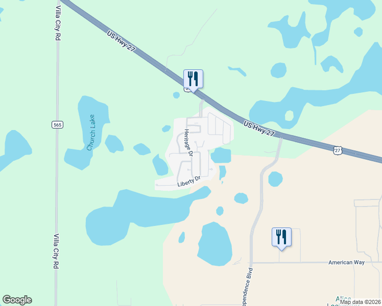 map of restaurants, bars, coffee shops, grocery stores, and more near 5811 Peaceful Pass in Groveland