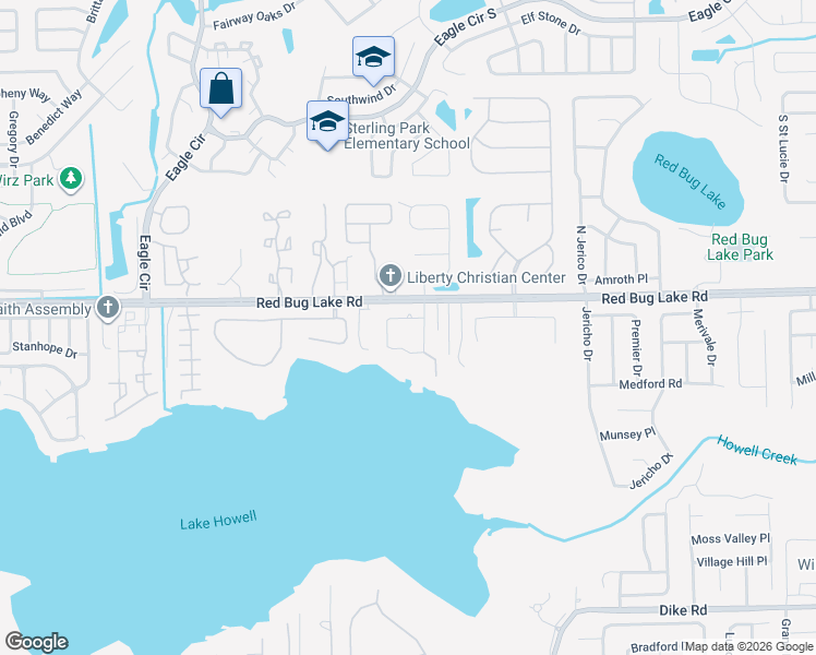 map of restaurants, bars, coffee shops, grocery stores, and more near 1025 Howell Harbor Drive in Casselberry