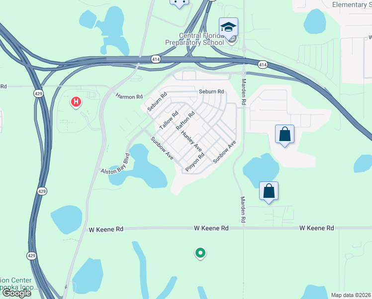 map of restaurants, bars, coffee shops, grocery stores, and more near 901 Seburn Road in Apopka