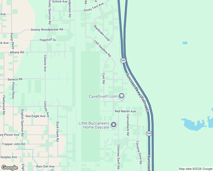 map of restaurants, bars, coffee shops, grocery stores, and more near 15318 Coot Road in Brooksville