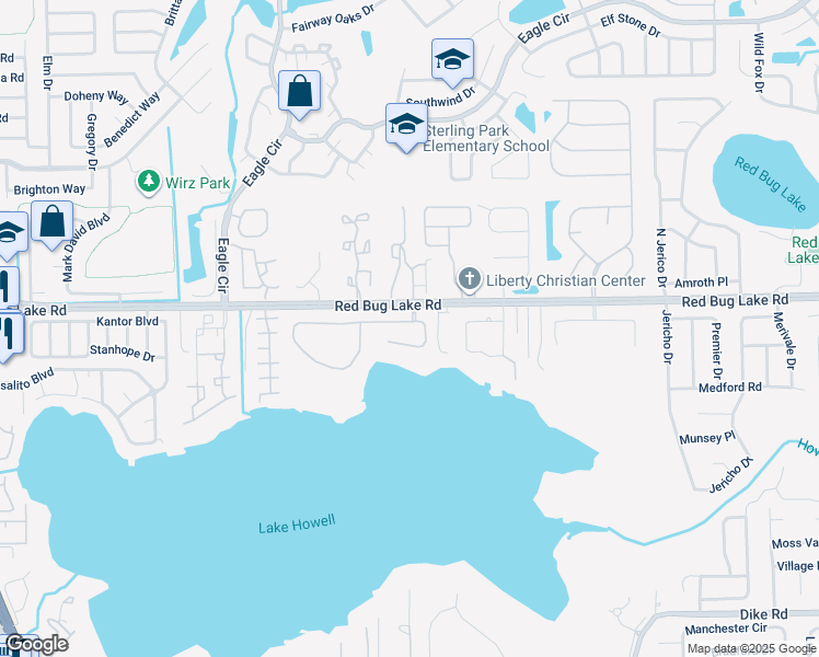 map of restaurants, bars, coffee shops, grocery stores, and more near 2853 Red Bug Lake Road in Casselberry